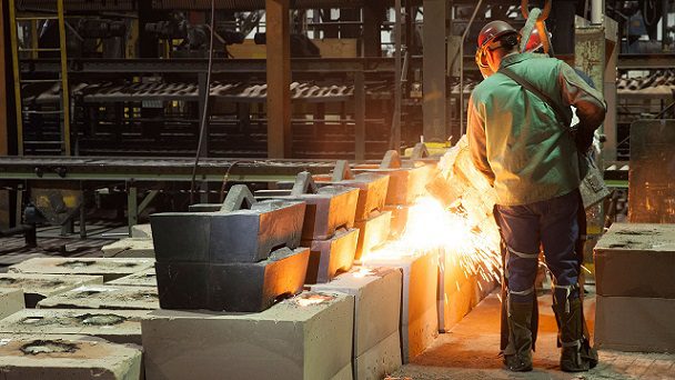 Sand Casting Being Poured